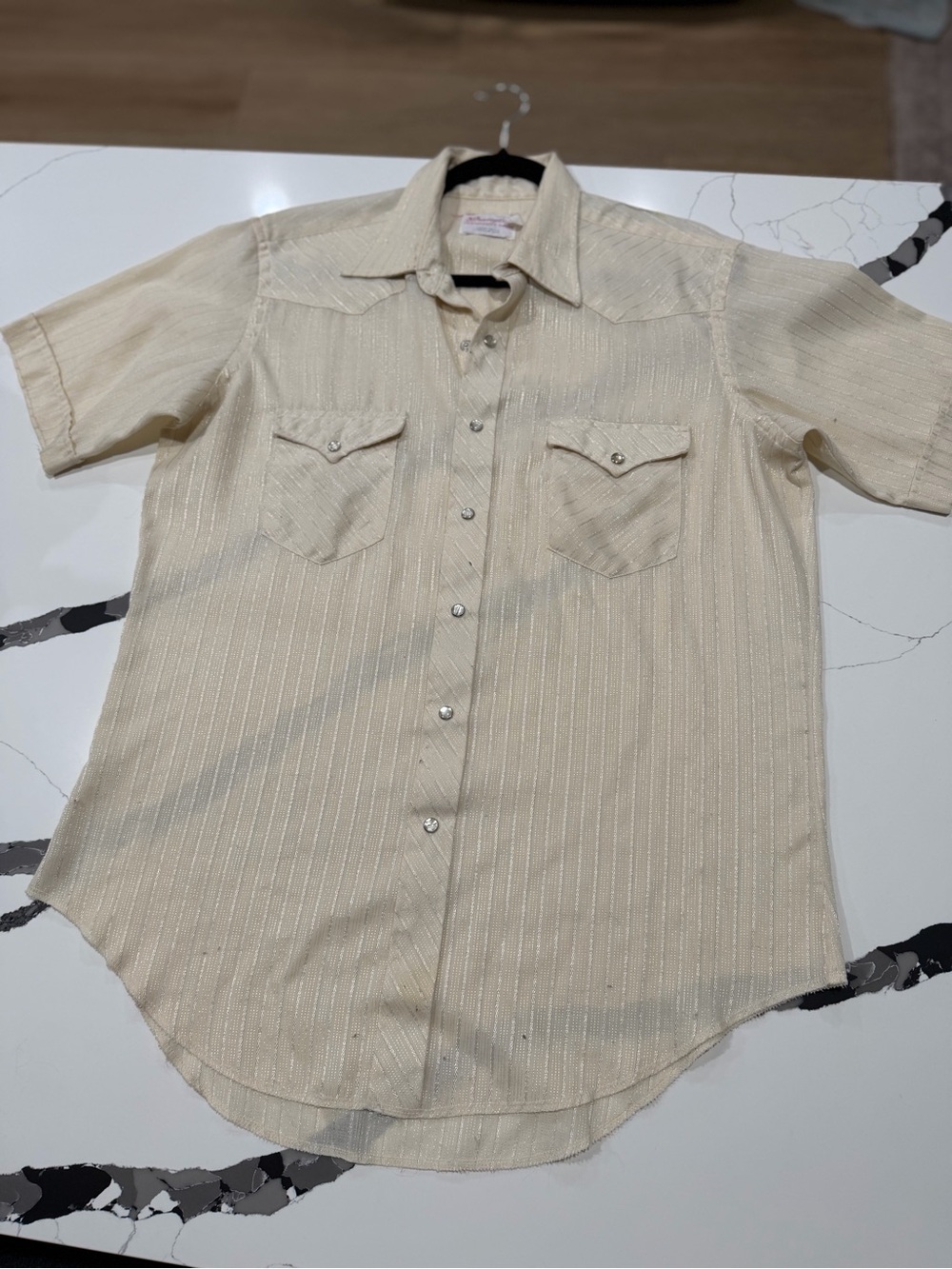 Wrangler Cream Short-Sleeve Western Button-Down Shirt